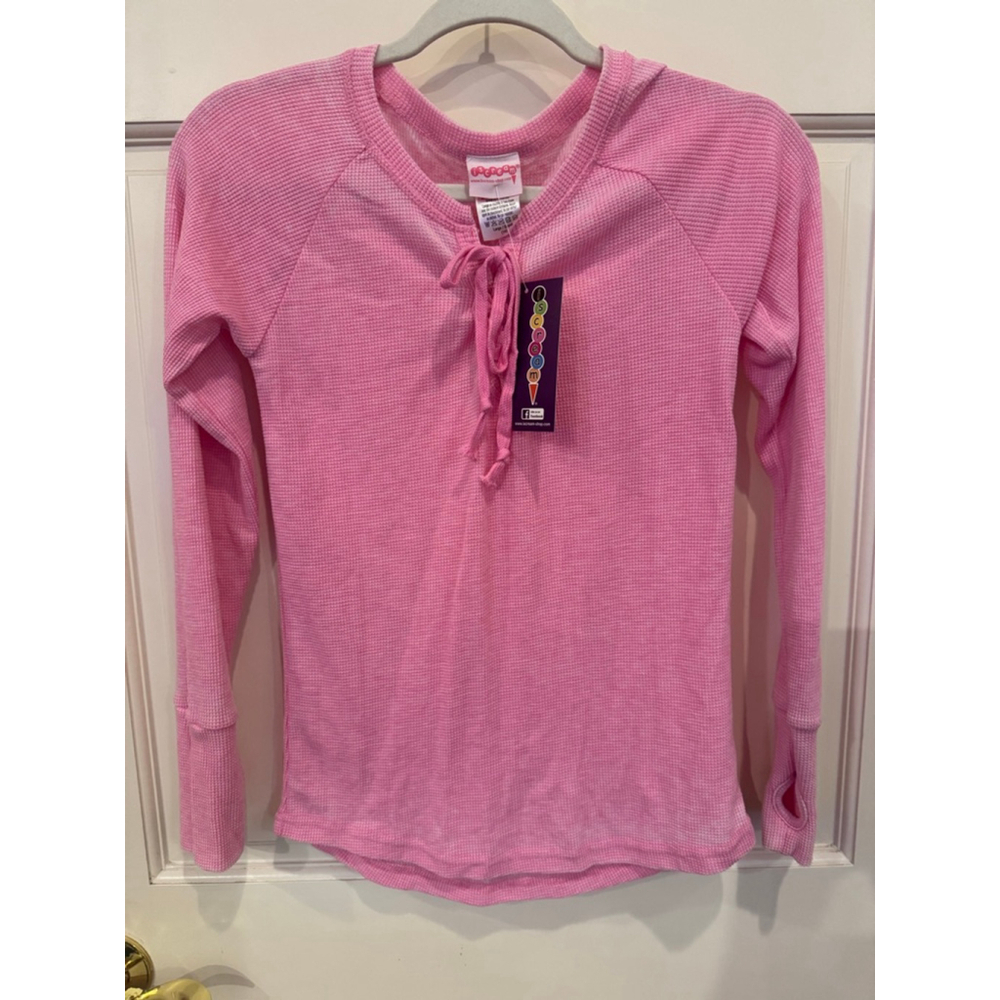 Pink Long Sleeve waffle knit Thermal Tee Size 14/large girls